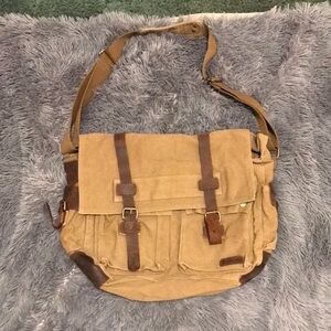 Classic Tan Messenger Bag with Brown Accents